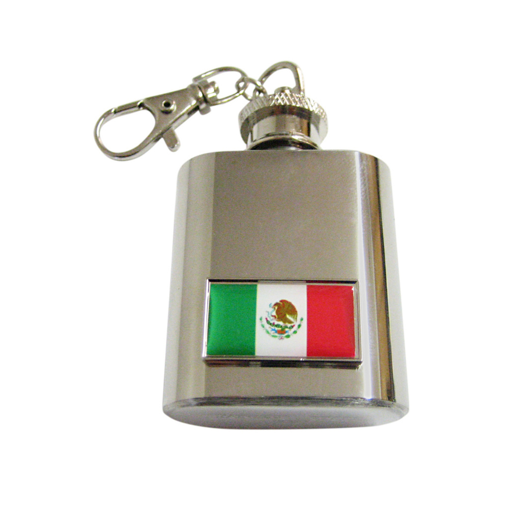Thin Bordered Mexico Flag Keychain Flask - image 1